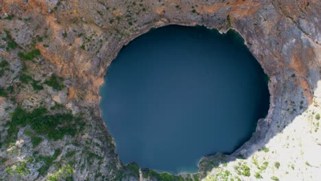 beautiful aerial video of red lake, imotski, croatia