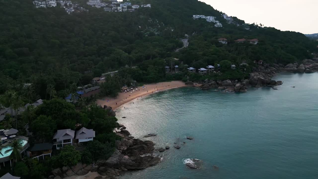 Aerial of Koh Samui silver coral beach near Lamai Thailand travel destination