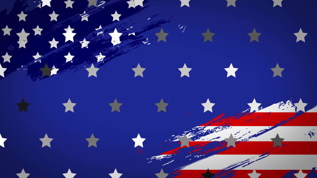 Animação de estrelas e bandeira dos EUA em fundo azul