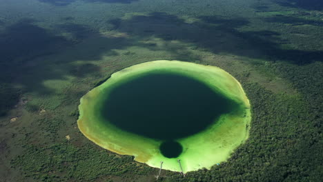 Aerial-view-over-Kaan-Luum-Lagoon-in-Tulum,-Mexico