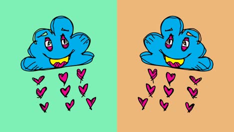 kids drawing pop art seamless background with theme of love rain
