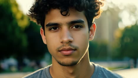 portrait of a young man with curly hair