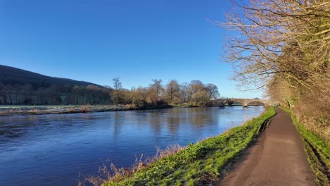 river suir at kilsheelan tipperary blueway along the suir river on a bright winter morning