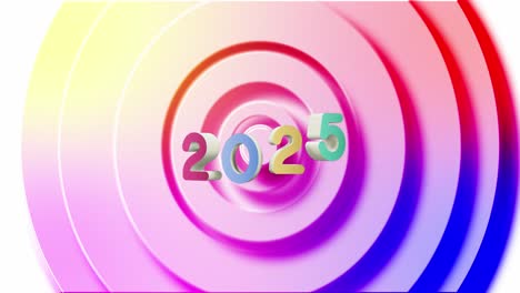 Animation-of-2025-text-and-pulsating-circles-in-background