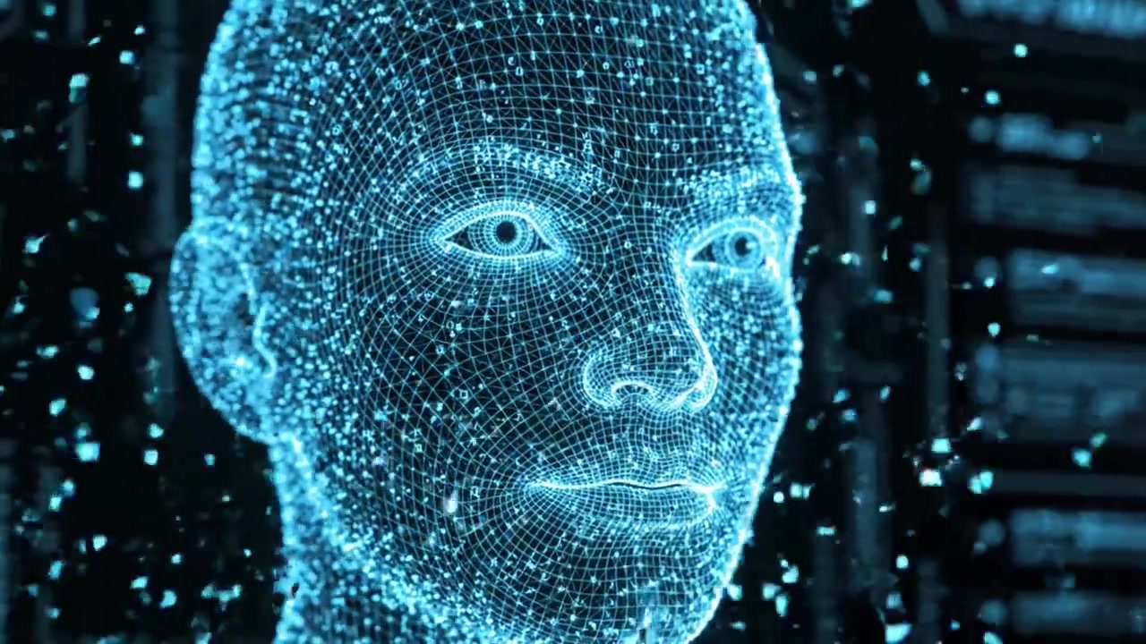Un volto digitale meticolosamente renderizzato: Esplorando l'intersezione tra tecnologia e arte nella rappresentazione wireframe 3D che mostra caratteristiche simili a quelle umane.