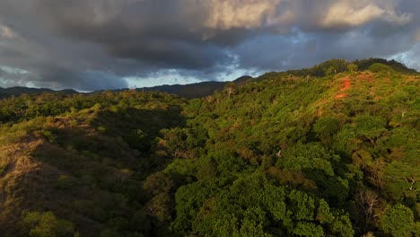 Drone-aerial-footage-of-Jaco-Costa-Rica-rainforest-coast-trees-jungle-Central-America