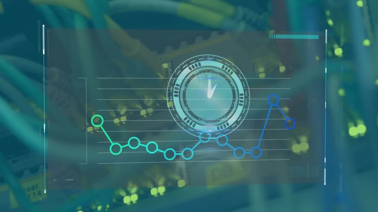 animación de reloj y gráfico en movimiento sobre el servidor
