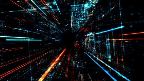 abstract digital virtual city. scanning city for hackers attack concept. 3d render 4k loop