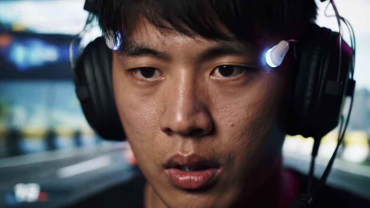 Focused Gamer with Advanced Headset