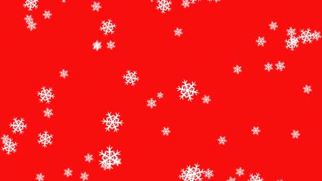 Animation-of-snowflakes-falling-on-red-background