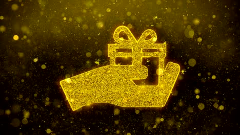 birthday gift box icon golden glitter shine particles.