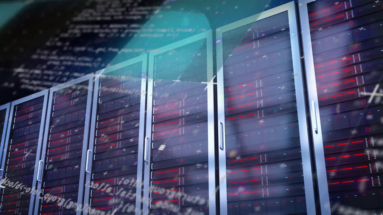 Animation of data processing and interference over server room