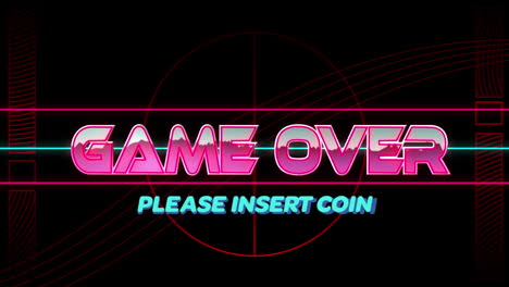 animation of game over text over light trails on black background