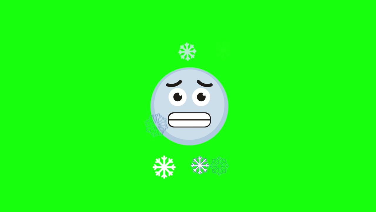 Animated Emoji Face Shivering from Cold with Snowflakes