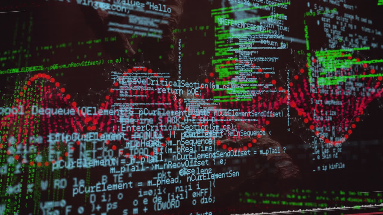 animación del procesamiento de datos sobre los vasos sanguíneos y la estructura del adn contra un fondo negro