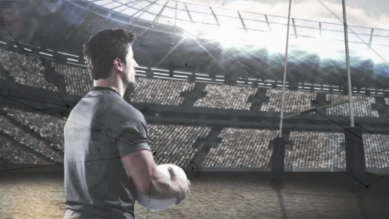 jugador de rugby con una pelota de fútbol