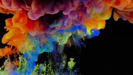 4k, color drops in water, abstract color mix, drop of ink color mix paint falling on water colorful ink in water, 4k footage,