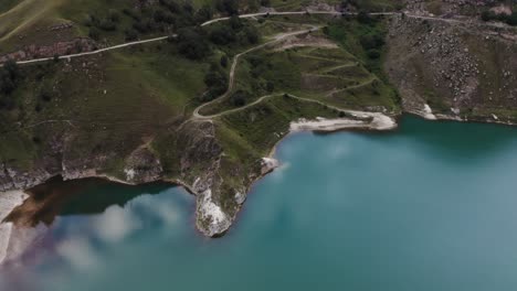 aerial view of a mountain lake