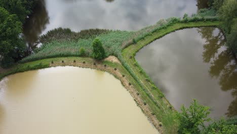 Border-of-three-ponds,-bird-sanctuary.-Drone