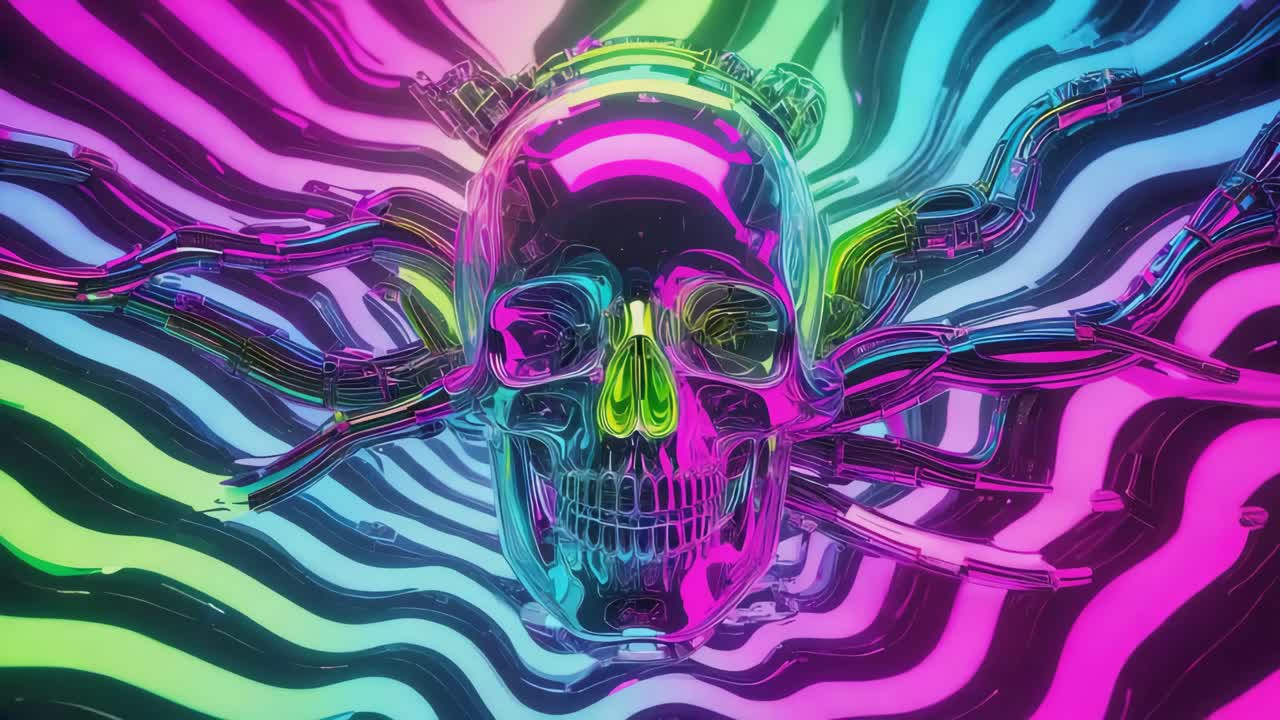 Psychedelic Chrome Skull