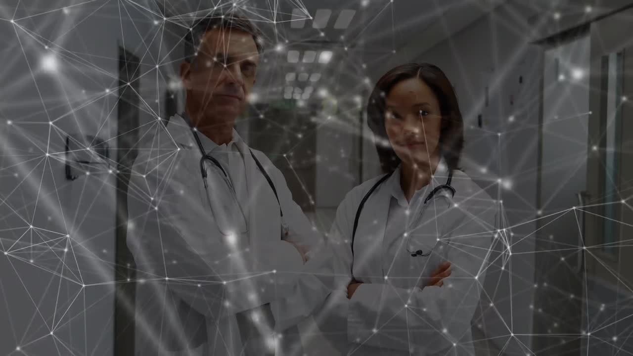 animación de la red de conexiones entre dos médicos diversos