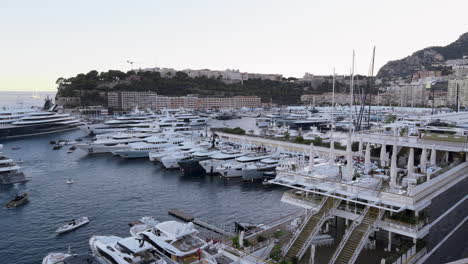 monaco yacht harbor at sunset