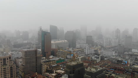 mysterious, abandoned city vibe of the foggy shanghai skyline