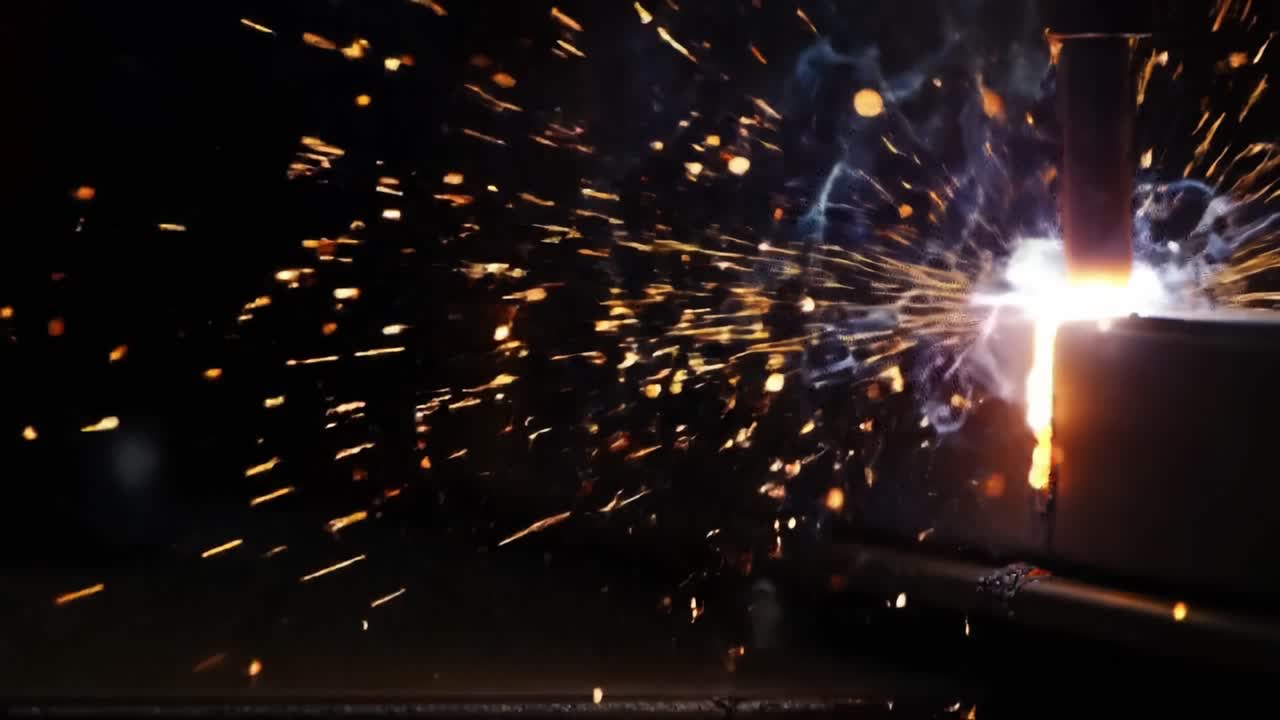 Captivating Sparks Emerge as Metal is Shaped: A Mesmerizing Moment of Welding Craftsmanship and High-Energy Transformations Captured in Dynamic Frames