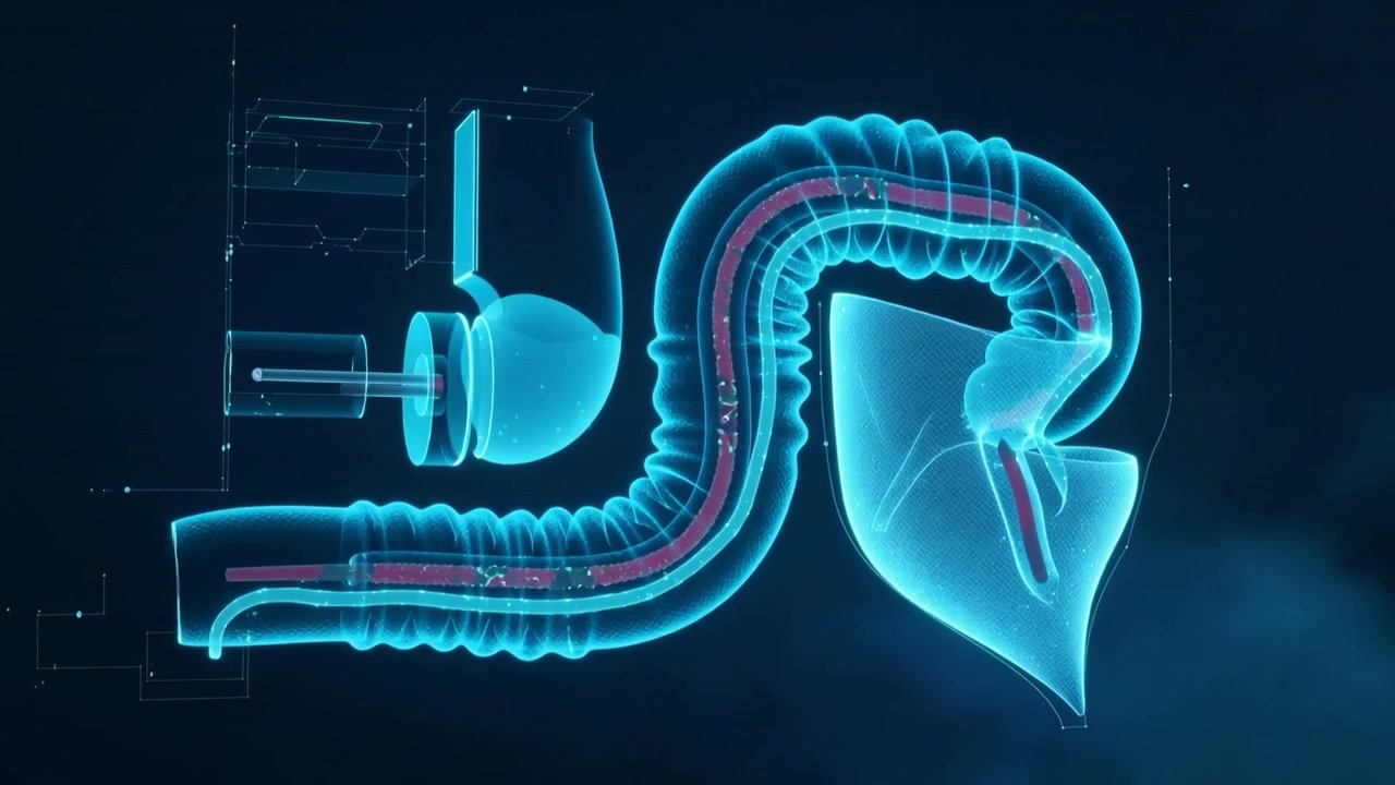 Activating cylinder sending capsule while 3D colon model tracing pink track in lab for scanning