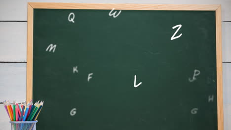 animation of numbers and letters over school items in class