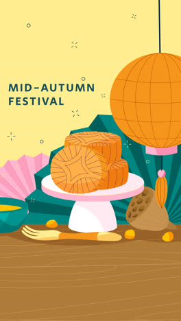 una animación de un fondo plano para la celebración del festival de mediados de otoño