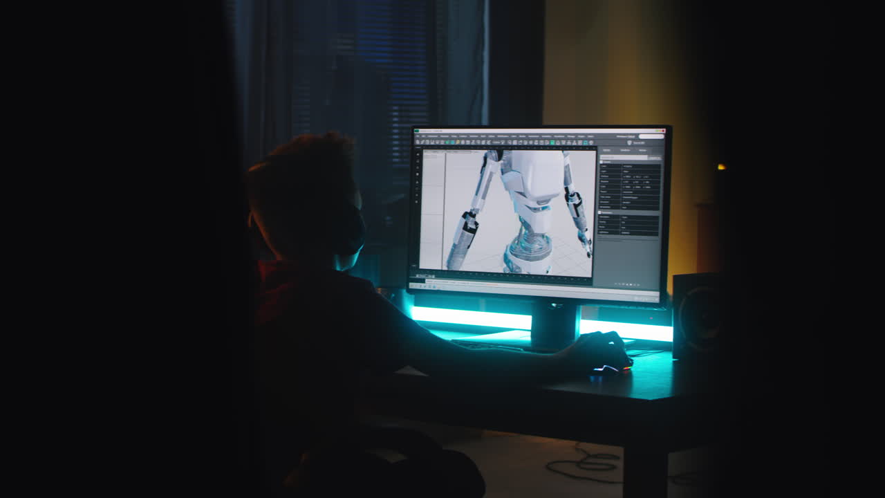 Child using computer for 3D modeling