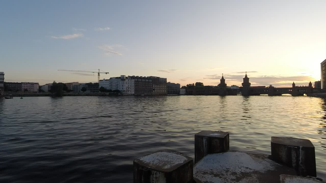 Sunset Time Lapse at the Spree River - Berlin, Germany