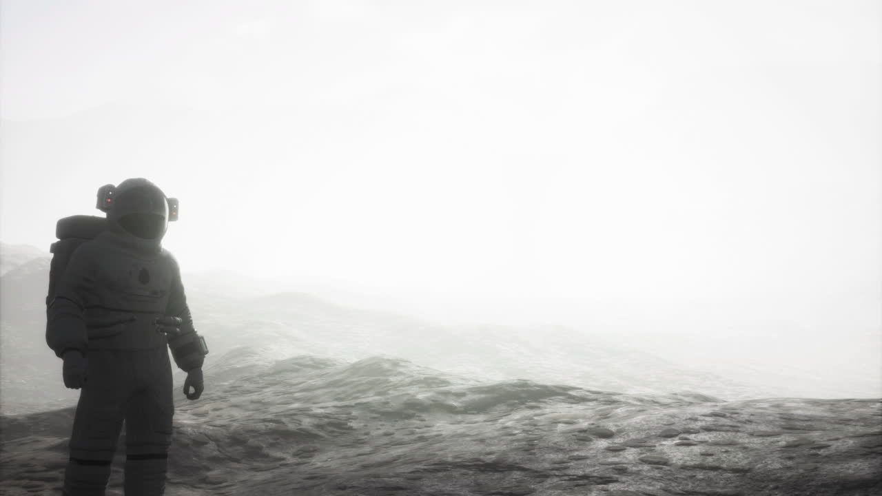 Exploring the barren landscapes of mars during a misty afternoon