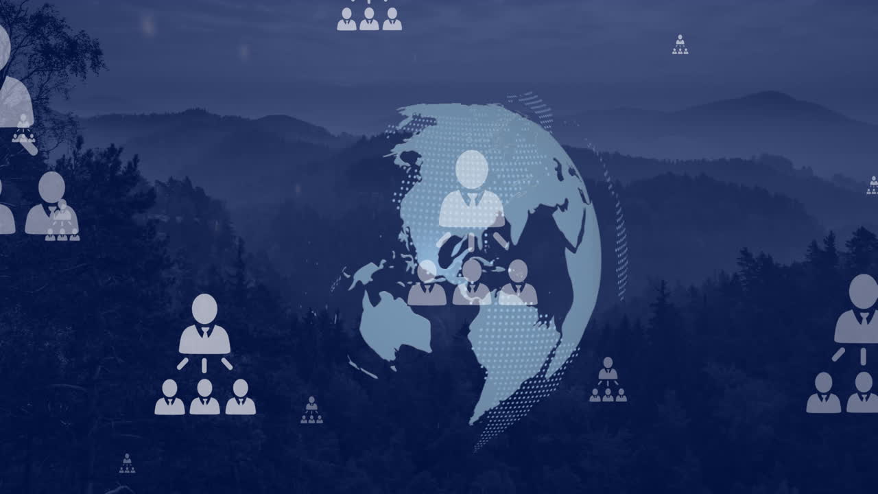 지구와 풍경에 대한 사람 아이콘의 구성