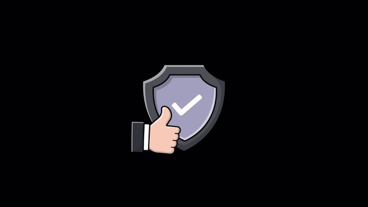 Animated Icon of Thumbs Up Hand and Shield with Checkmark