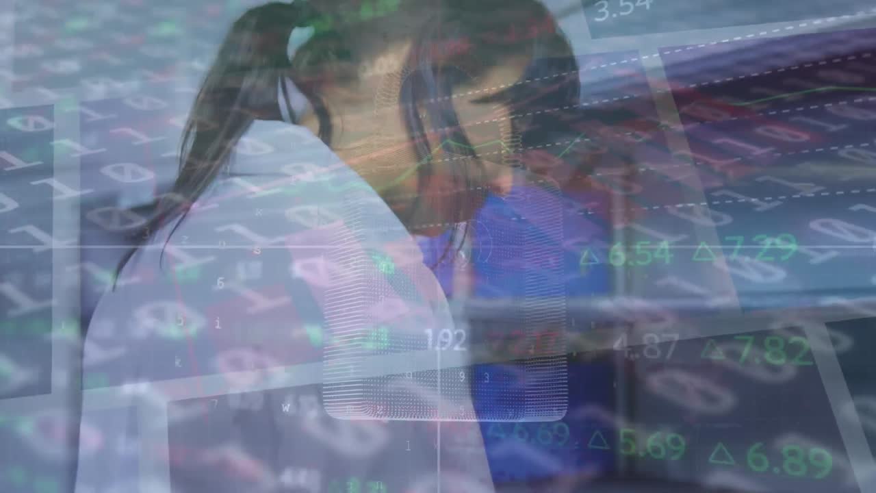 animación de la red de conexiones y codificación binaria sobre la doctora.