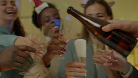 friends celebrating with champagne