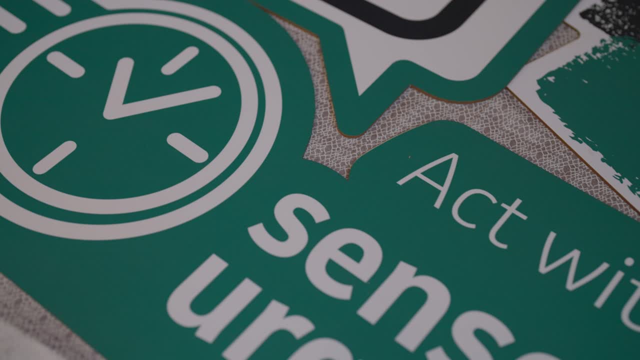 consejo concepto señal blanca y verde con consejo apoyo orientación y texto de ayuda disparo de cerca, disparo de camión