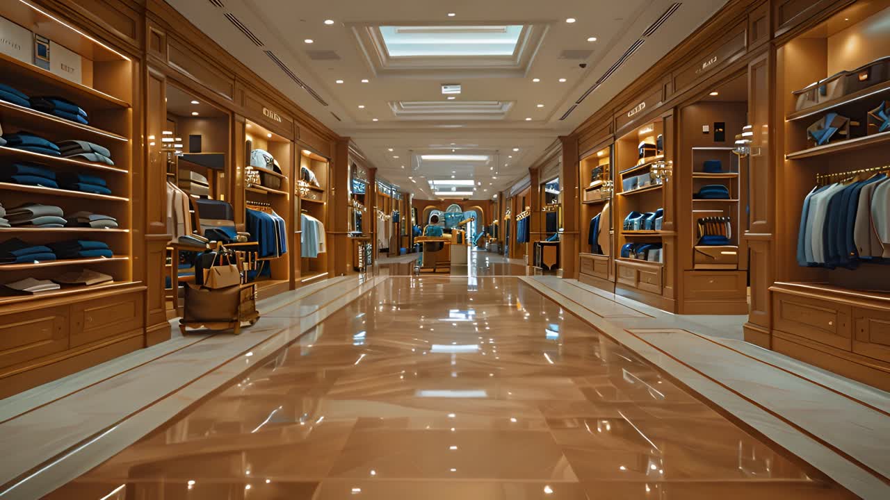 Interior of a luxurious high-end clothing store or boutique