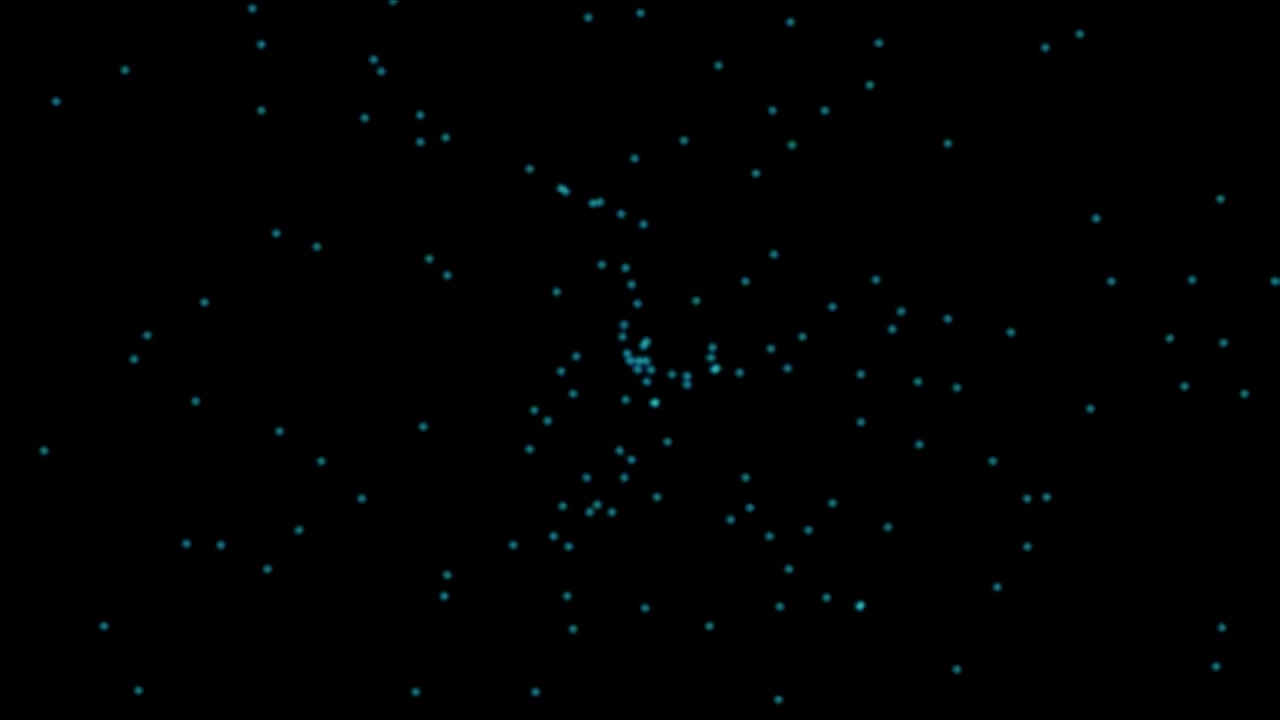 Abstract Motion Background with Floating Blue Particles on Black