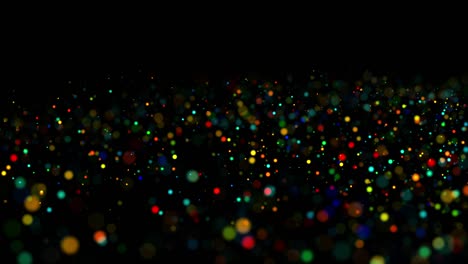 las partículas multicolores en el líquido flotan y brillan. fondo de advección 4k 3d con partículas brillantes, profundidad de campo y bokeh aisladas en negro. luma mate para cortar las partículas. 34
