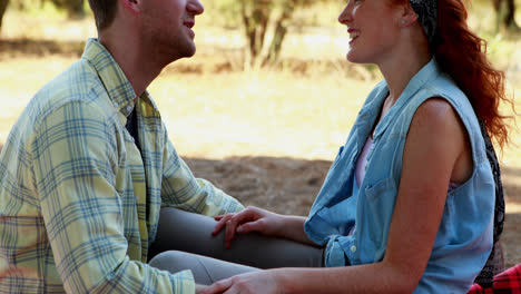 couple interacting with each other in olive farm 4k