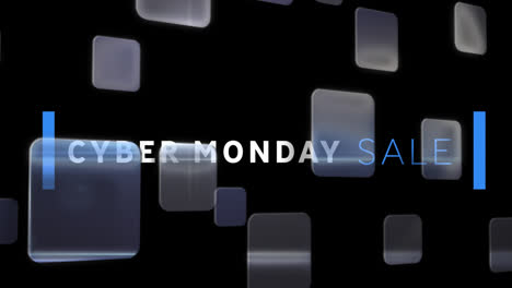 Animación-Del-Texto-Del-Cyber-Monday-Con-Cuadrados-3D-Sobre-Fondo-Negro.