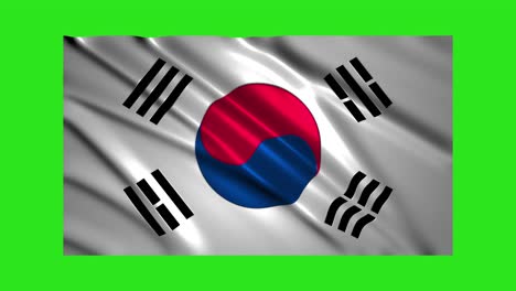 la bandera de corea del sur ondeando, en bucle en la pantalla verde