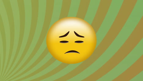 animation of sad emoji over striped background