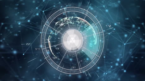 globo digital con conexiones de red y puntos de datos, animación de tecnología futurista