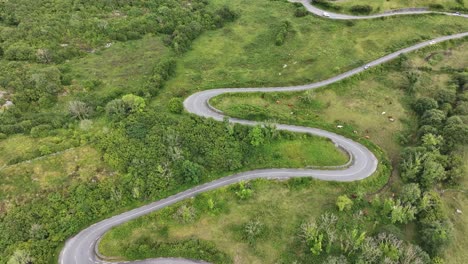 vista aérea de la carretera sinuosa