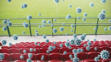 covid-19 cells against empty seats in sports stadium