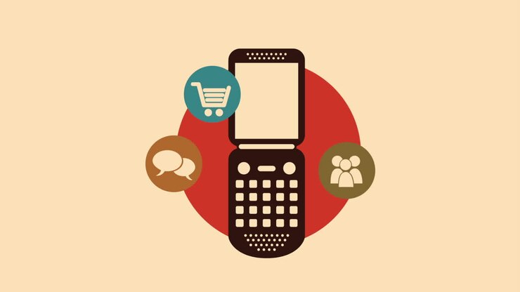 Retro Flip Phone with Communication Icons